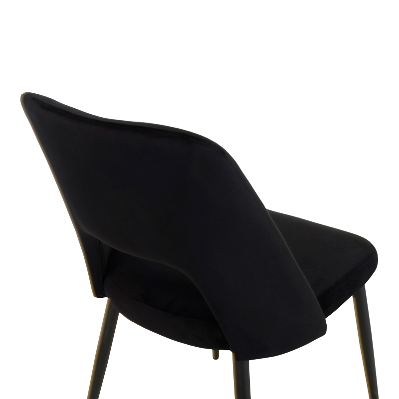 Murde pakoworld chair black velvet fabric and black metal legs 48.5x61x89cm