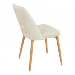 Murde chair pakoworld beige velvet fabric and metal legs in a natural shade 48.5x61x89cm