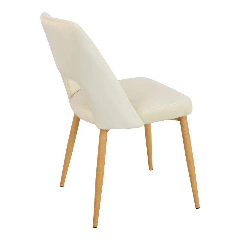 Murde chair pakoworld beige velvet fabric and metal legs in a natural shade 48.5x61x89cm