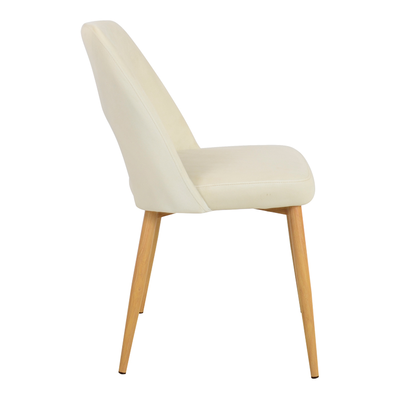 Murde chair pakoworld beige velvet fabric and metal legs in a natural shade 48.5x61x89cm