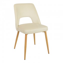 Murde chair pakoworld beige velvet fabric and metal legs in a natural shade 48.5x61x89cm