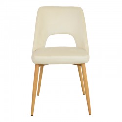 Murde chair pakoworld beige velvet fabric and metal legs in a natural shade 48.5x61x89cm