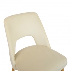 Murde chair pakoworld beige velvet fabric and metal legs in a natural shade 48.5x61x89cm