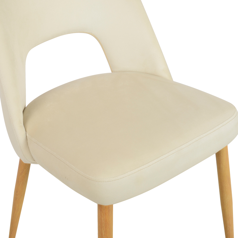 Murde chair pakoworld beige velvet fabric and metal legs in a natural shade 48.5x61x89cm