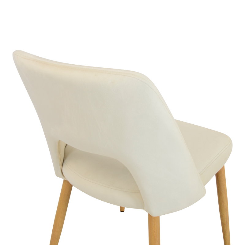 Murde chair pakoworld beige velvet fabric and metal legs in a natural shade 48.5x61x89cm