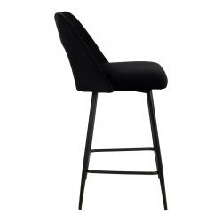 Bar stool Murde pakoworld black velvet fabric and black metal legs 47x52x96cm