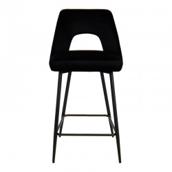 Bar stool Murde pakoworld black velvet fabric and black metal legs 47x52x96cm