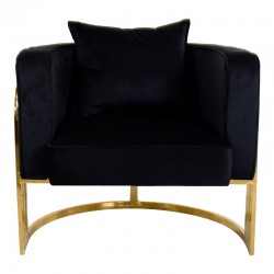 Roblu pakoworld armchair gold metal and velvet fabric in black shade 72x77.4x70cm