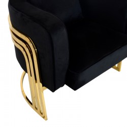 Roblu pakoworld armchair gold metal and velvet fabric in black shade 72x77.4x70cm