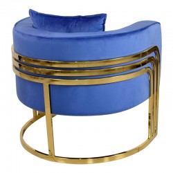 Roblu pakoworld armchair gold metal and velvet fabric in blue shade 72x77.4x70cm