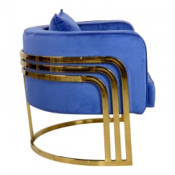 Roblu pakoworld armchair gold metal and velvet fabric in blue shade 72x77.4x70cm