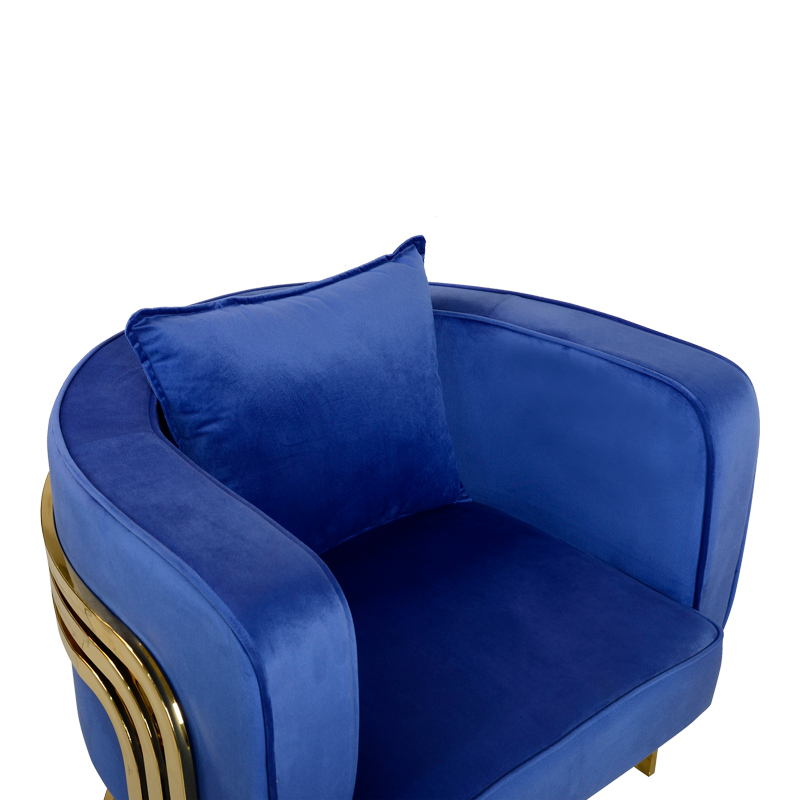 Roblu pakoworld armchair gold metal and velvet fabric in blue shade 72x77.4x70cm