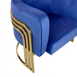 Roblu pakoworld armchair gold metal and velvet fabric in blue shade 72x77.4x70cm