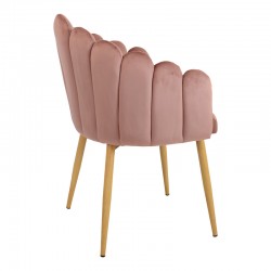 Briella armchair pakoworld pink velvet fabric and metal legs in a natural shade 60x56x84cm