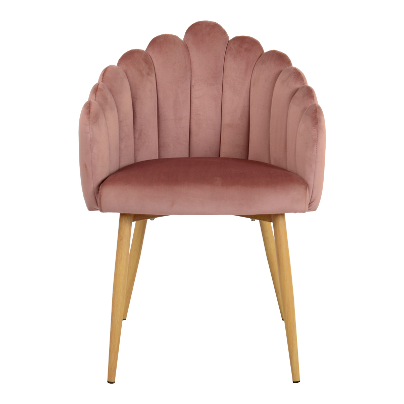 Briella armchair pakoworld pink velvet fabric and metal legs in a natural shade 60x56x84cm