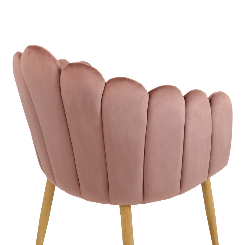 Briella armchair pakoworld pink velvet fabric and metal legs in a natural shade 60x56x84cm