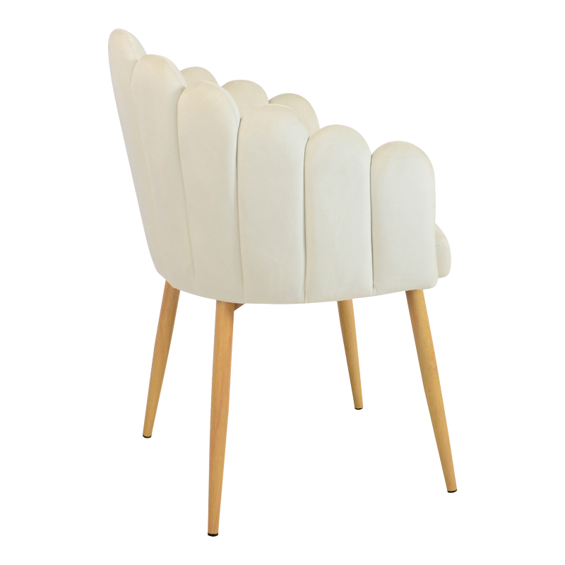 Briella armchair pakoworld off-white velvet fabric and metal legs in a natural shade 60x56x84cm