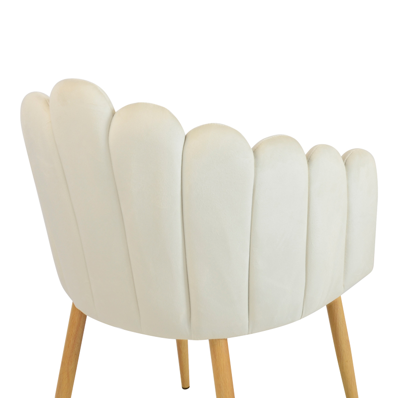 Briella armchair pakoworld off-white velvet fabric and metal legs in a natural shade 60x56x84cm