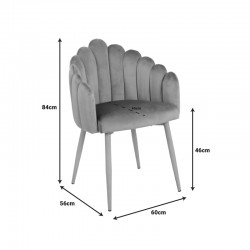 Briella armchair pakoworld off-white velvet fabric and metal legs in a natural shade 60x56x84cm