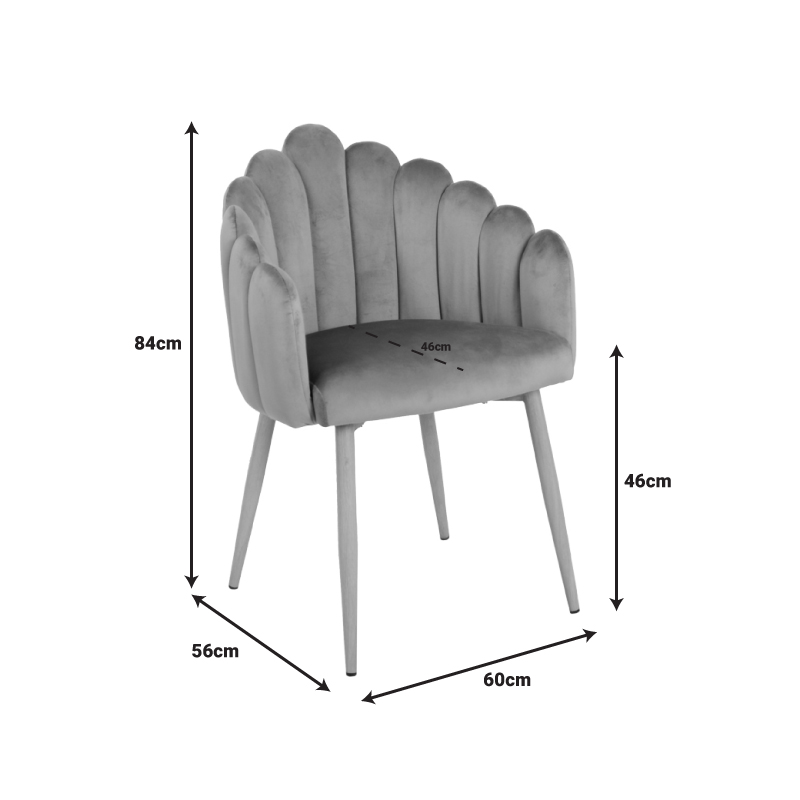 Briella armchair pakoworld off-white velvet fabric and metal legs in a natural shade 60x56x84cm