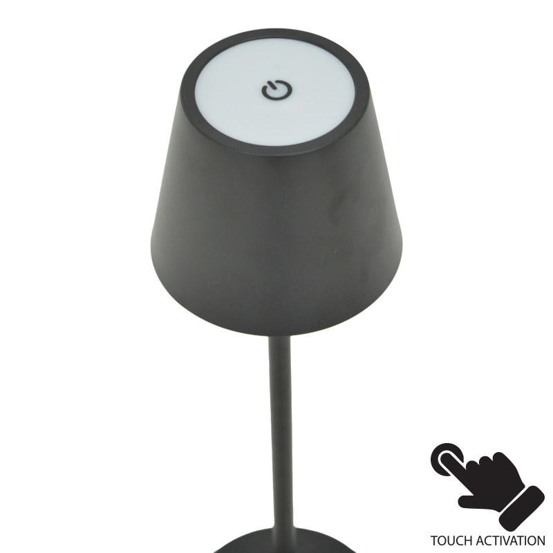 Brave Ι pakoworld LED touch table lamp rechargeable in black color D11.5x37cm