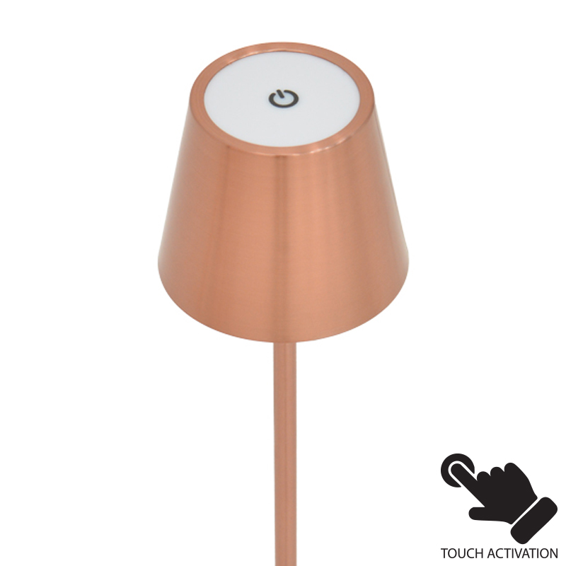 Brave Ι pakoworld LED touch table lamp rechargeable in bronze color D11.5x37cm