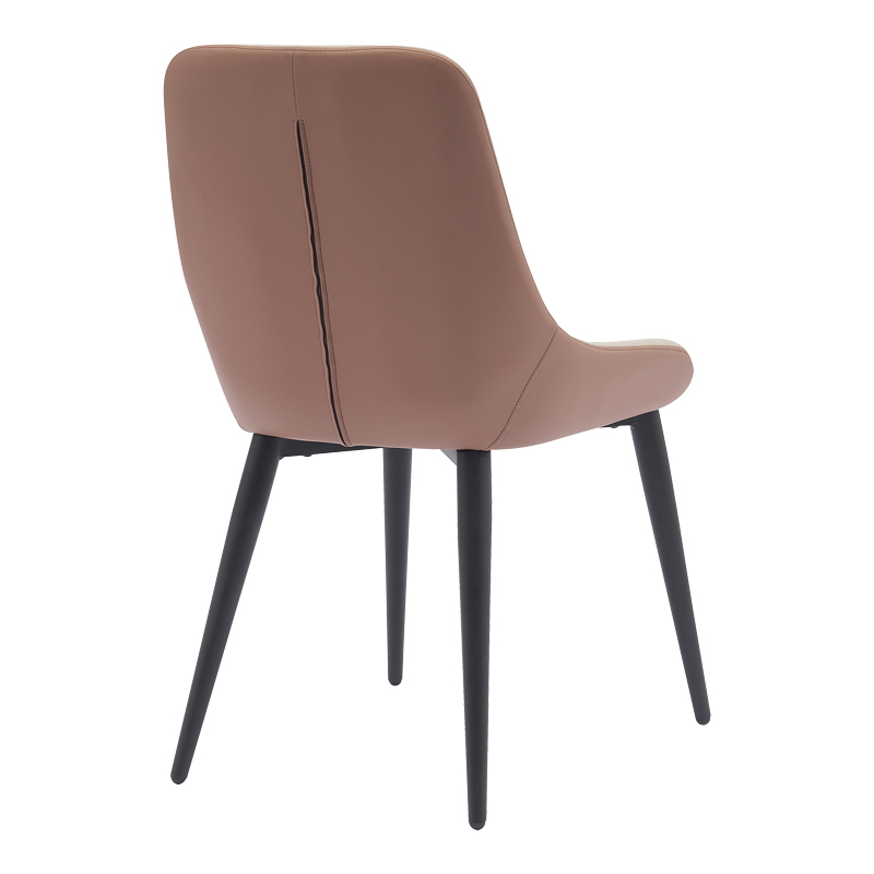 Chair Komme pakoworld beige-brown pu with black metal leg 49x57x84cm