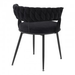 Chair Alkia pakoworld in black velvet with black metal leg 60x57x68cm