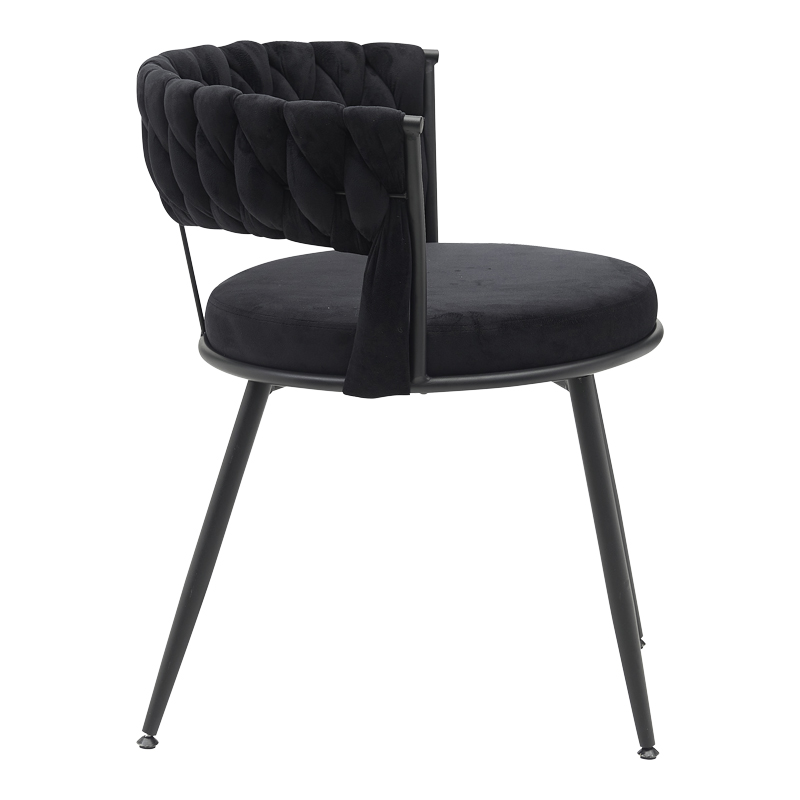 Chair Alkia pakoworld in black velvet with black metal leg 60x57x68cm