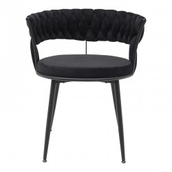 Chair Alkia pakoworld in black velvet with black metal leg 60x57x68cm