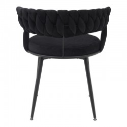 Chair Alkia pakoworld in black velvet with black metal leg 60x57x68cm