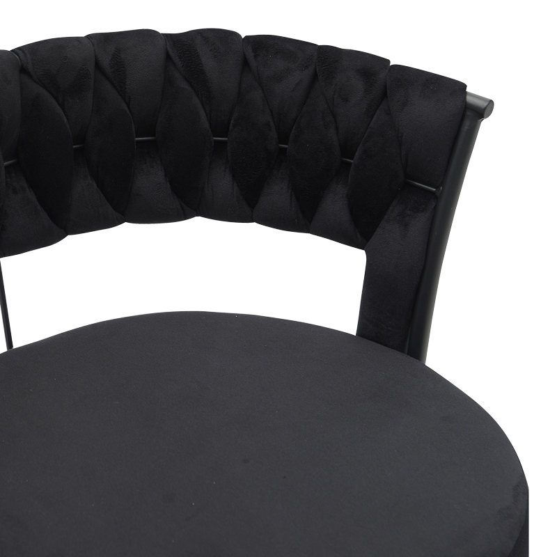 Chair Alkia pakoworld in black velvet with black metal leg 60x57x68cm