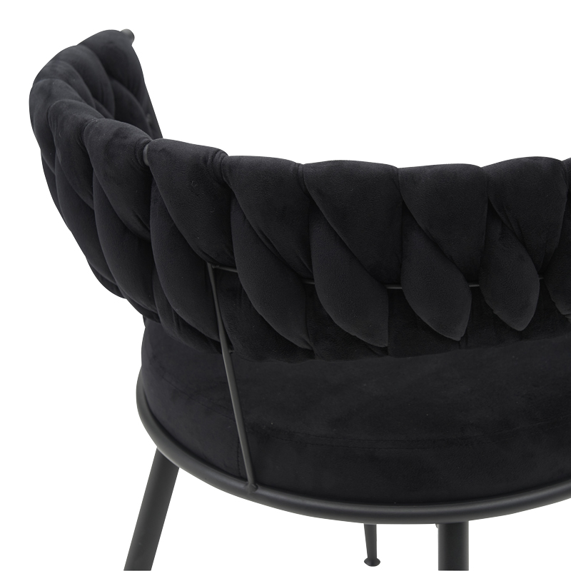 Chair Alkia pakoworld in black velvet with black metal leg 60x57x68cm