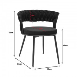 Chair Alkia pakoworld in black velvet with black metal leg 60x57x68cm