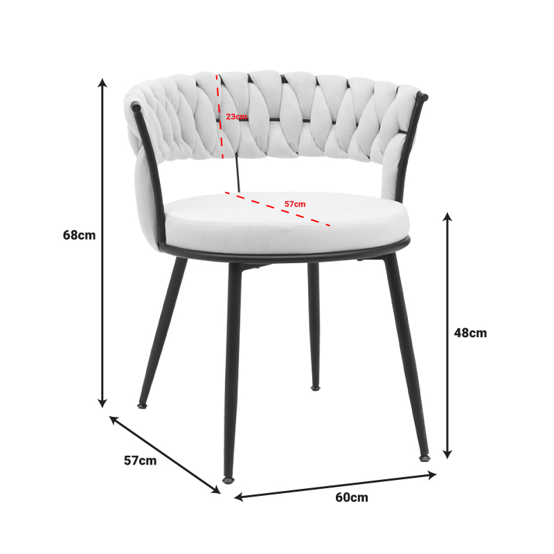 Chair Alkia pakoworld in beige velvet with black metal leg 60x57x68cm