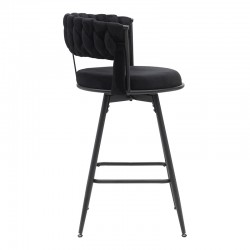 Bar stool Erosa pakoworld in black velvet with black metal legs 58x55x90cm