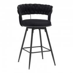 Bar stool Erosa pakoworld in black velvet with black metal legs 58x55x90cm