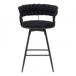 Bar stool Erosa pakoworld in black velvet with black metal legs 58x55x90cm