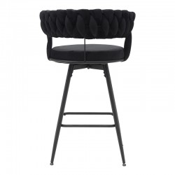 Bar stool Erosa pakoworld in black velvet with black metal legs 58x55x90cm