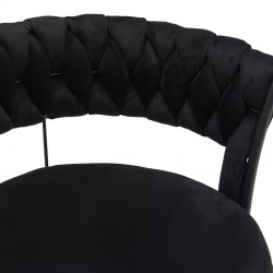 Bar stool Erosa pakoworld in black velvet with black metal legs 58x55x90cm