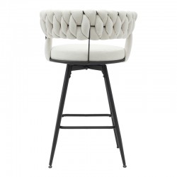 Bar stool Erosa pakoworld in beige velvet with black metal legs 58x55x90cm