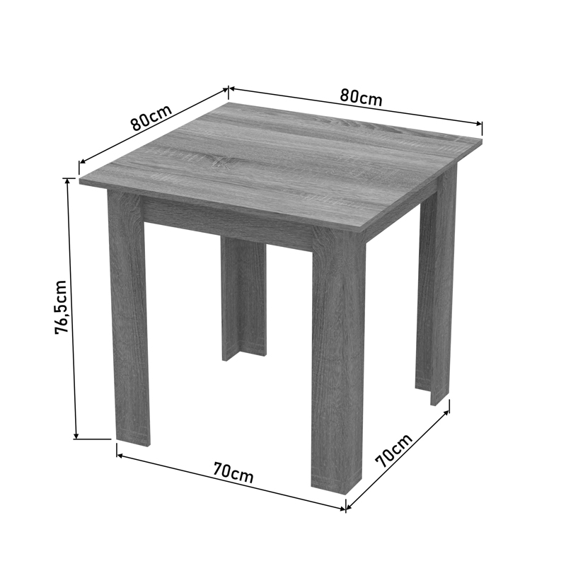 Table Manka I pakoworld in sonoma truffle color 80x80x77cm