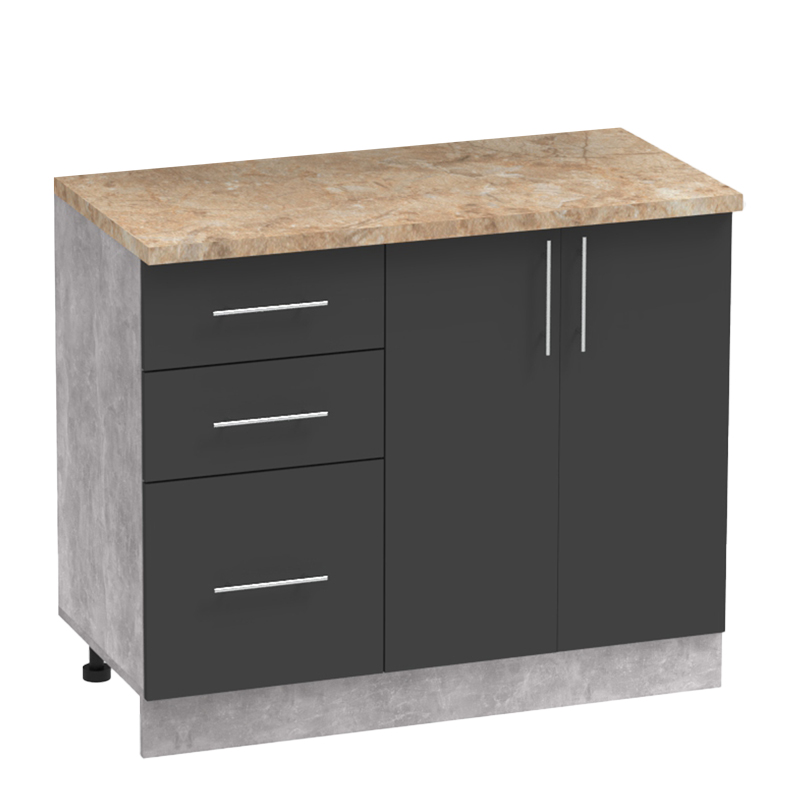 Festa I kitchen unit pakoworld melamine in dark grey and sonoma color 100x60x85cm