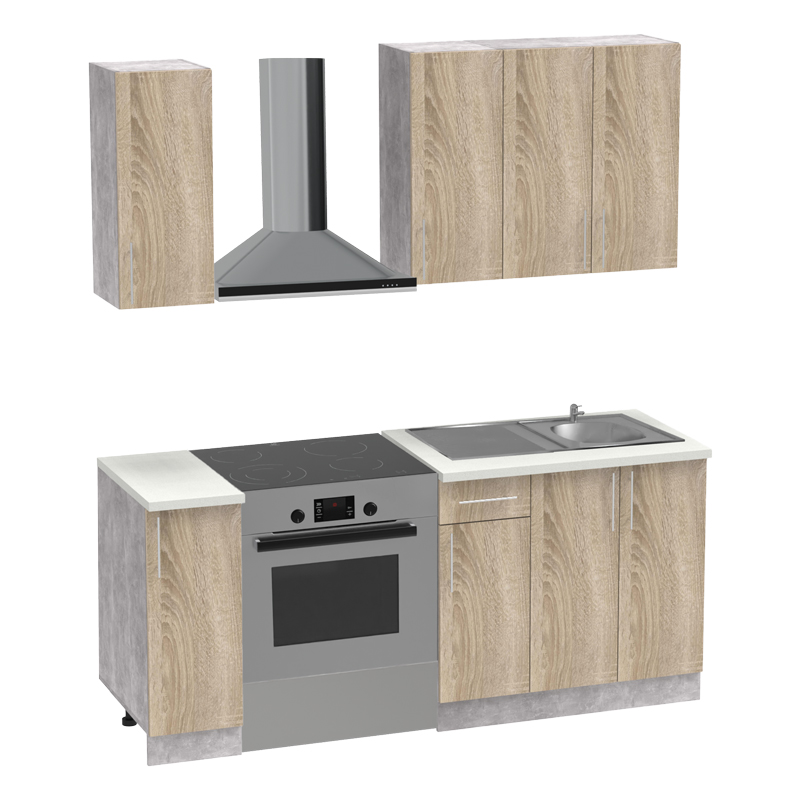 Festa II kitchen unit pakoworld melamine in sonoma color 120x60x85cm