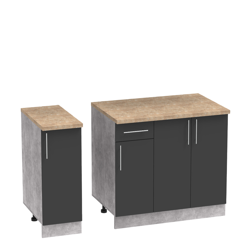 Festa II kitchen unit pakoworld melamine in dark grey and sonoma color 120x60x85cm