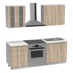 Festa ΙII kitchen unit pakoworld melamine in sonoma color 140x60x85cm