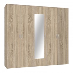 Luna pakoworld five-leaf wardrobe with mirror in sonoma color 220x52x200cm