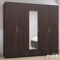 Luna pakoworld five-leaf wardrobe with mirror in wenge color 220x52x200cm