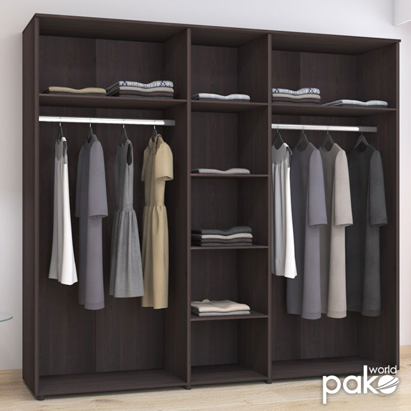 Luna pakoworld five-leaf wardrobe with mirror in wenge color 220x52x200cm