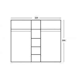 Luna pakoworld five-leaf wardrobe with mirror in wenge color 220x52x200cm